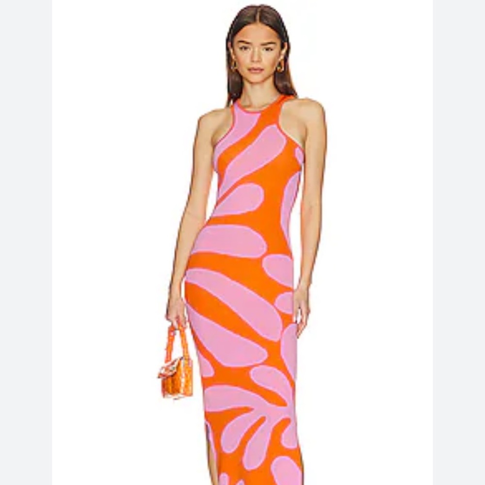 Sia dress in carnation pink & Clementine, Solid & Striped, Size Small